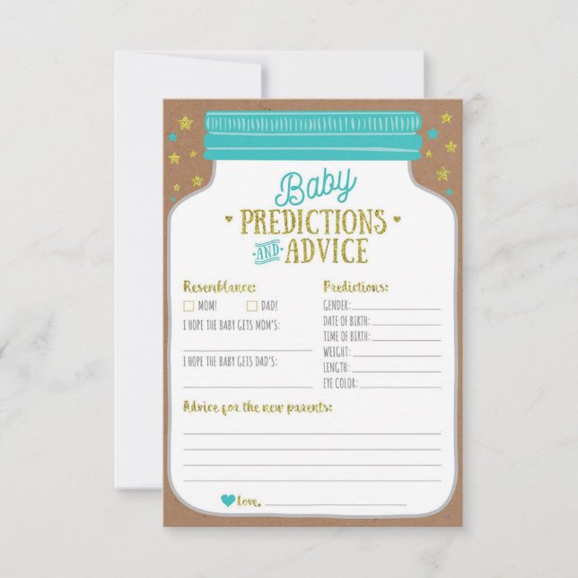 Baby Shower Prediction and Advice Cards (Front)