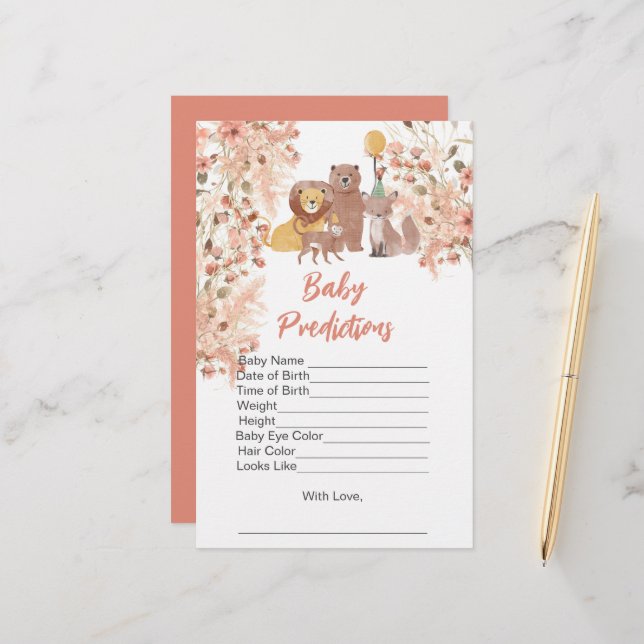 Baby Shower Prediction Boho Safari Pampas Grass (Front/Back In Situ)