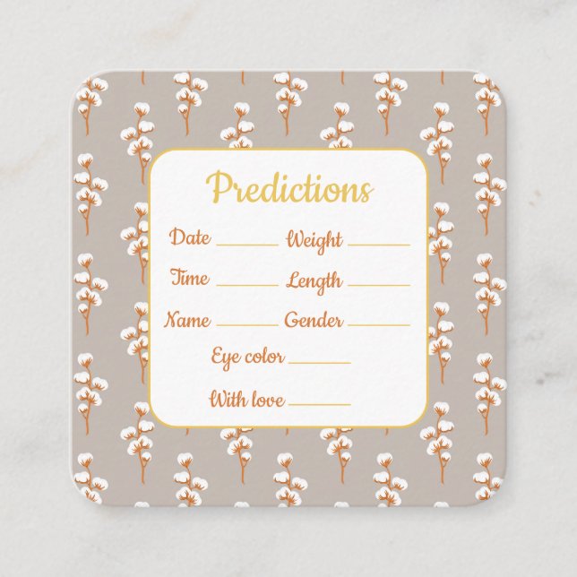 Baby Shower Prediction Card – Fun Guest Activity (Front)