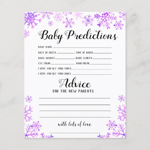 Baby Shower Predictions  Advice _ Baby Its Cold