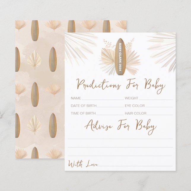Baby Shower Predictions and Advice Card (Front/Back)
