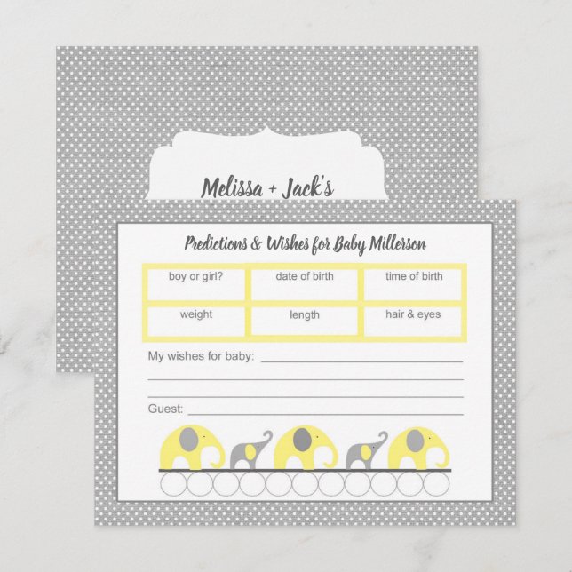 Baby Shower Predictions and wishes - neutral Invitation (Front/Back)