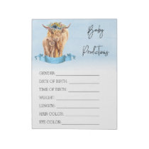 Baby Shower Predictions Game Highland cow Blue  Notepad
