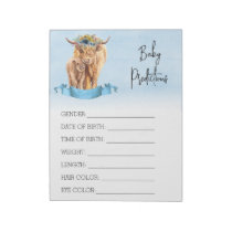 Baby Shower Predictions Game Highland cow Blue  Notepad