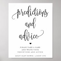 Baby Shower Predictions, Minimalist Calligraphy Poster
