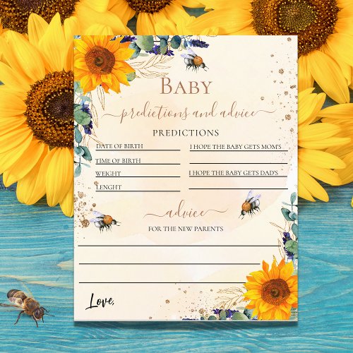 Baby Shower predictions sunflower bees eucalyptus