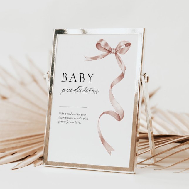 Baby shower predictions table sign with bow design (Creator Uploaded)
