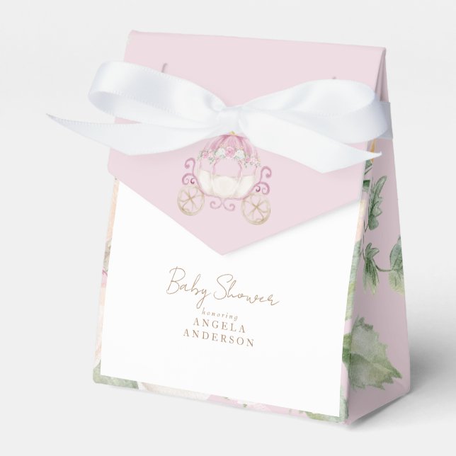 Baby Shower Princess Carriage Favor Boxes (Front Side)