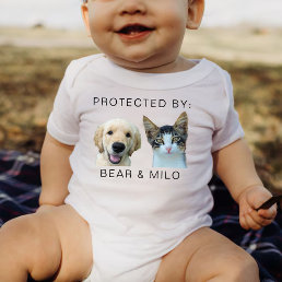 Baby Shower Protected by Pets Custom Dogs and Cats Baby Bodysuit