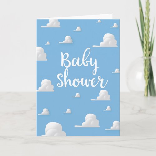 Baby Shower Puffy White Clouds Holiday Card