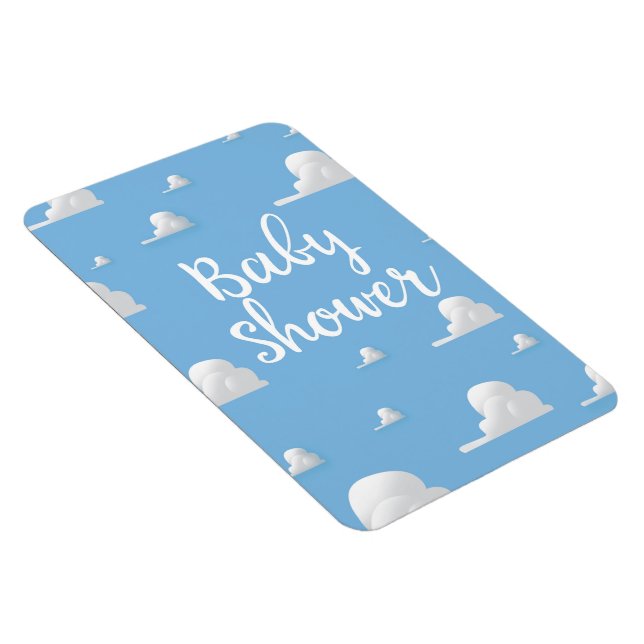 Baby Shower Puffy White Clouds Magnet (Right Side)