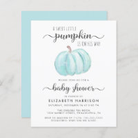 Baby Shower Pumpkin Blue Watercolor Invitation