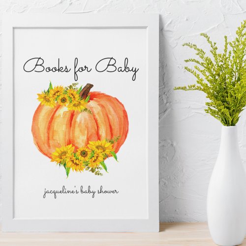 Baby Shower Pumpkin Books for Baby Poster