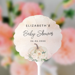 Baby shower pumpkin fall cream rose gold balloon