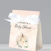 Baby shower pumpkin fall cream rose gold favor boxes
