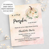 Baby Shower pumpkin flower cream budget invitation