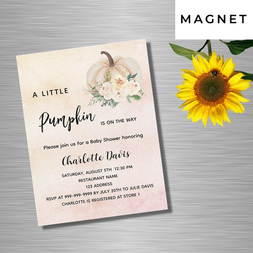 Baby Shower pumpkin flowers luxury Magnetic Invitation