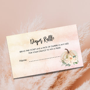 Baby shower pumpkin girl diaper raffle ticket enclosure card