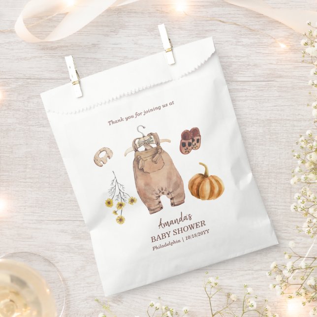 Baby Shower Pumpkin Minimalist Baby Favor Bag (Clipped)