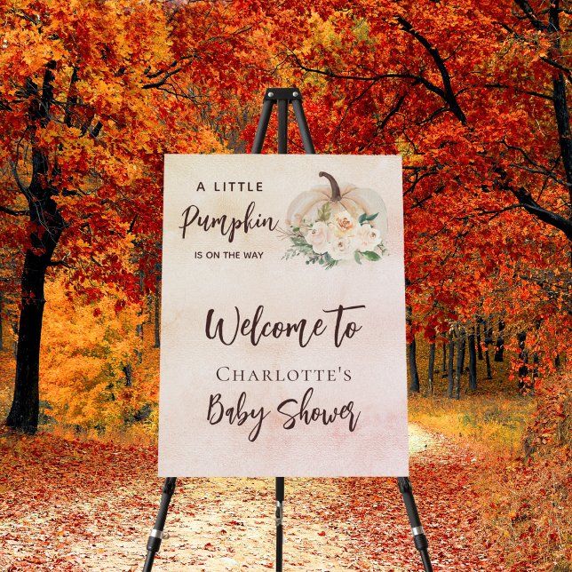 Baby shower pumpkin on the way cream welcome foam board (Creator Uploaded)