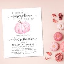 Baby Shower Pumpkin Pink Watercolor Invitation