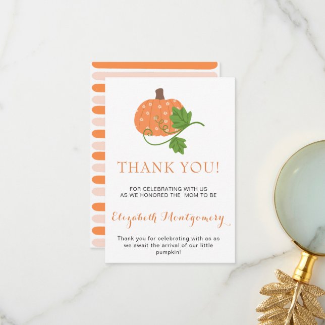 Baby Shower Pumpkin Thank You Card (Front/Back In Situ)