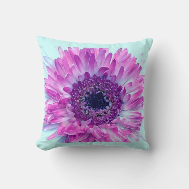 Baby Shower Purlple Blue Flower Throw Pillow (Front)