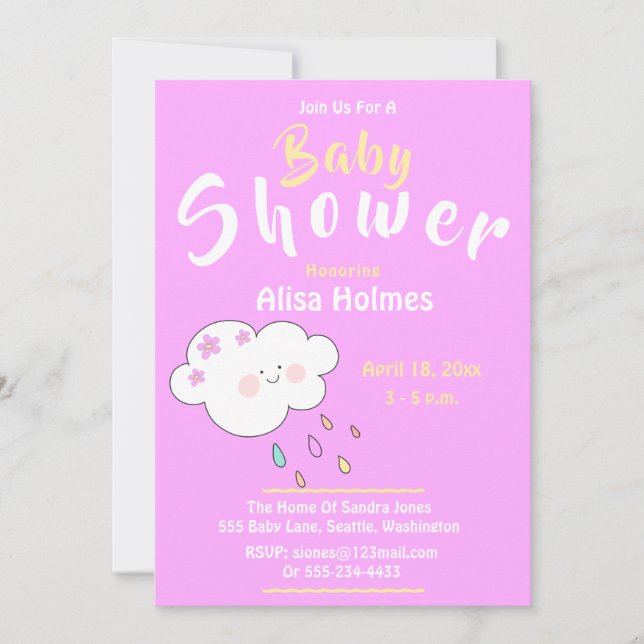 Baby Shower, Purple and White,  Invitation (Front)