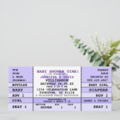 Baby Shower Purple Concert Ticket Invitation (Standing Front)