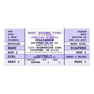 Baby Shower Purple Concert Ticket Invitation