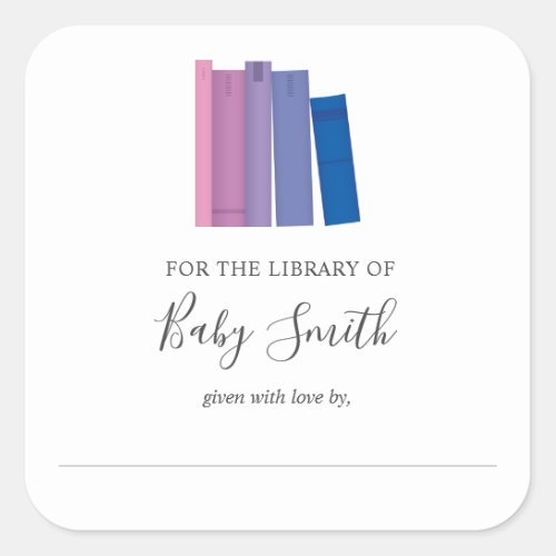 Baby Shower Purple Girl Bookplate Sticker