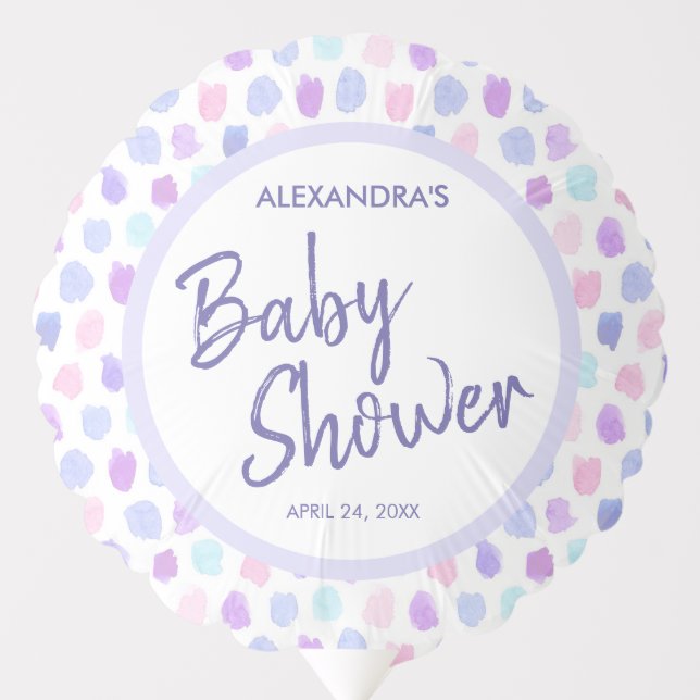 Baby Shower Purple Script Typography Balloon (Front)