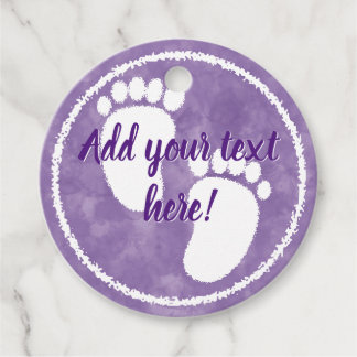 Baby Shower Purple Watercolor Custom Favor Tags