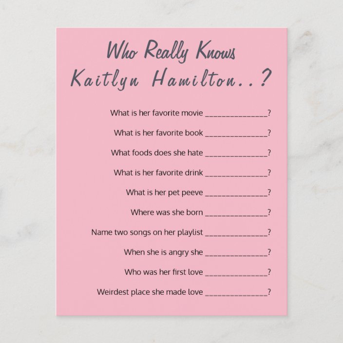 Baby Shower Question Game New Mother Humor