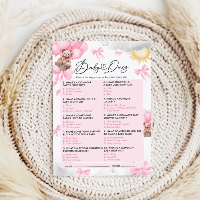 Baby Shower Quiz Game Card  (Creator Uploaded)
