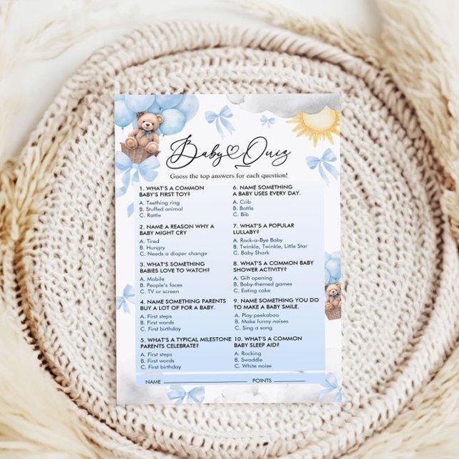 Baby Shower Quiz Game Card  (Creator Uploaded)