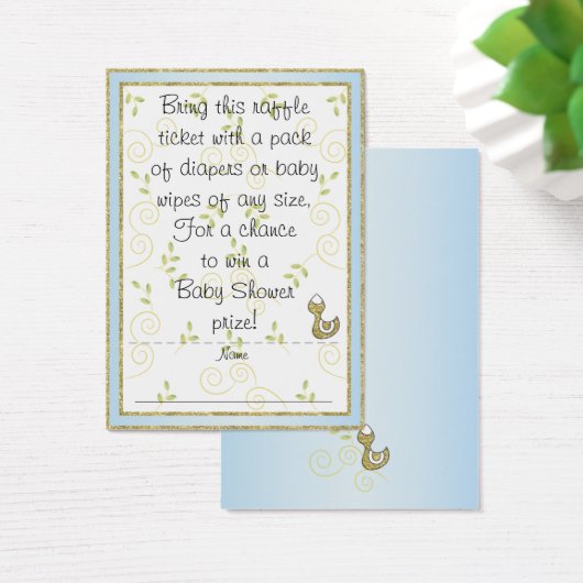Baby Shower Raffle Ticket/BLUE/Gold Birds (Desk)