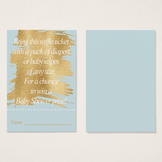 Baby Shower Raffle Ticket/Classic Blue/Gold (Front & Back)