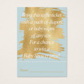 Baby Shower Raffle Ticket/Classic Blue/Gold (Front)