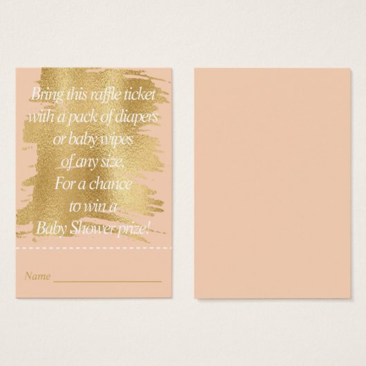 Baby Shower Raffle Ticket/Classic Pink/Gold (Front & Back)