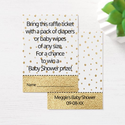 Baby Shower Raffle Ticket/Gold Baby Penguin (Desk)