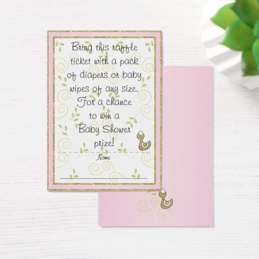 Baby Shower Raffle Ticket/PINK/Gold Birds (Desk)