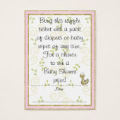 Baby Shower Raffle Ticket/PINK/Gold Birds (Front)