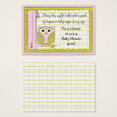 Baby Shower Raffle Ticket/Pink/Green Owl (Front & Back)