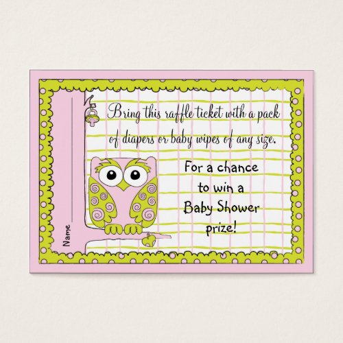 Baby Shower Raffle TicketPinkGreen Owl