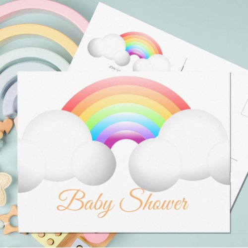Baby Shower Rainbow Clouds Colorful Postcard
