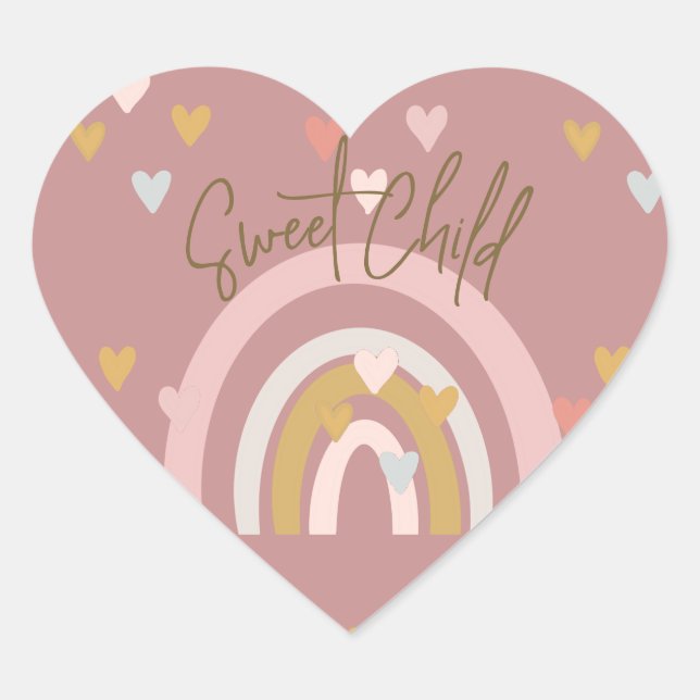 Baby Shower Rainbow Hearts Pink Heart Sticker (Front)