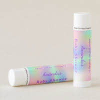 Baby shower rainbow pink monogram thank you lip balm