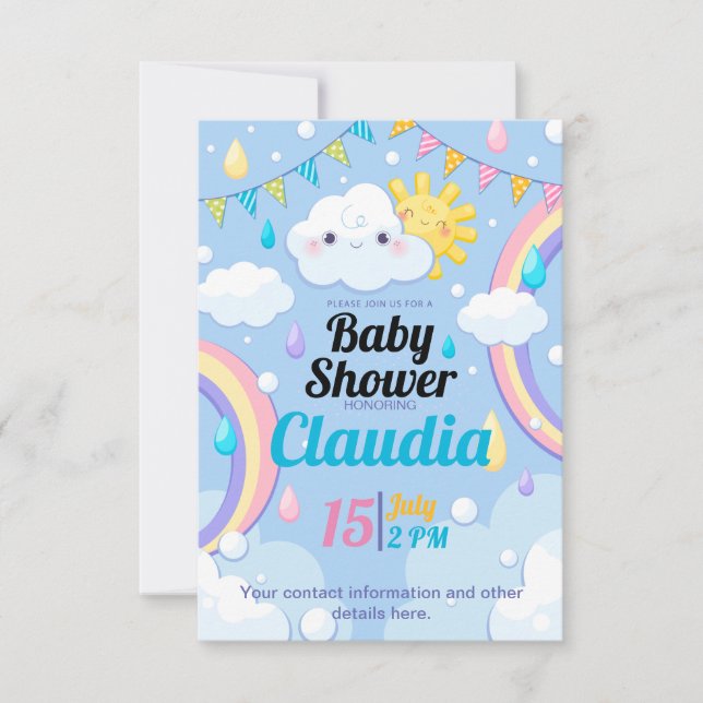 Baby Shower Rainbow Thank You Card (Front)