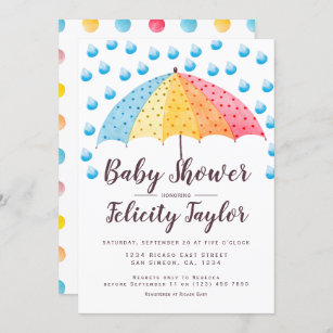Baby Shower Rainbow Umbrella Invitation